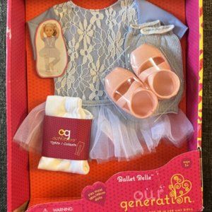 NWT Our Generation Ballet Belle Outfit Tights Shoes Leg Warmers Leotard Tutu NEW